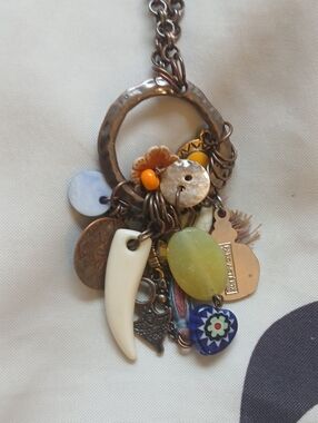 Bohemian Multi-Charm Pendant Necklace - Yellow & Ivory Accents Parc Asterix